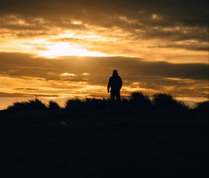 Preview wallpaper man, silhouette, alone, sunset, dark