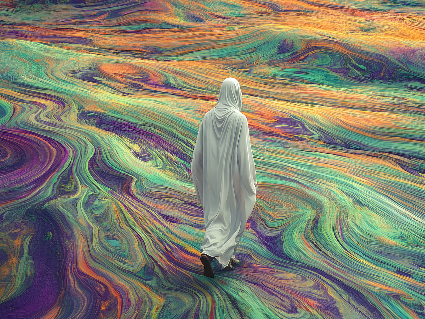 1400x1050 Wallpaper man, silhouette, art, paint, stains