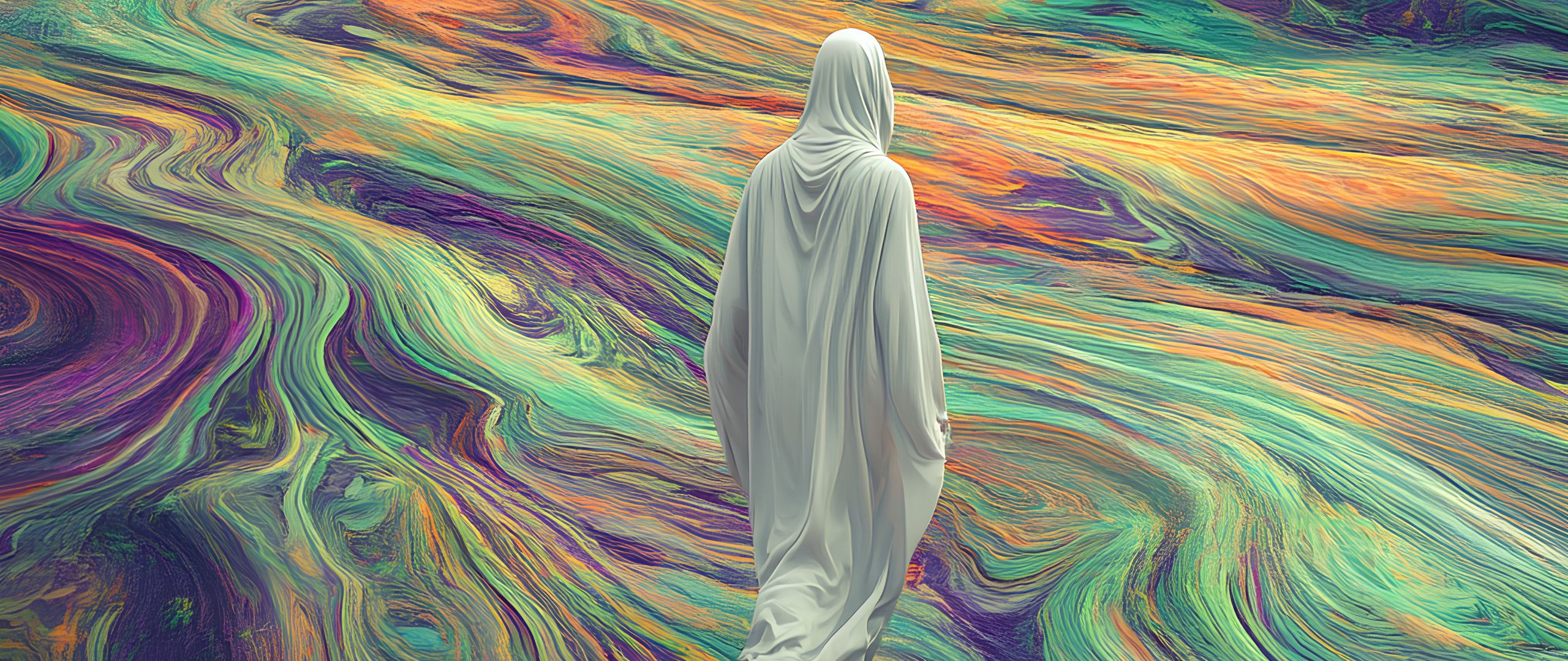 2560x1080 Wallpaper man, silhouette, art, paint, stains