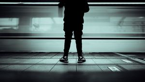 Preview wallpaper man, silhouette, black, stand