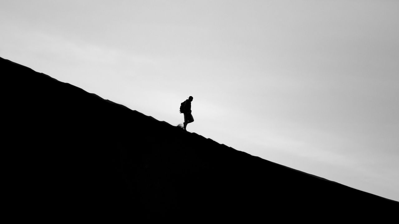 Wallpaper man, silhouette, bw