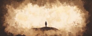 Preview wallpaper man, silhouette, cloud, smoke, light, brown, color
