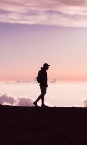 Preview wallpaper man, silhouette, clouds