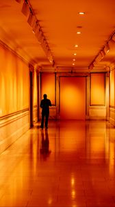 Preview wallpaper man, silhouette, corridor, room