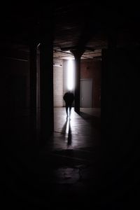 Preview wallpaper man, silhouette, dark, light, room