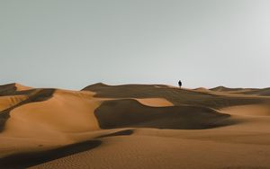 Preview wallpaper man, silhouette, desert, alone