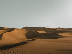 Preview wallpaper man, silhouette, desert, alone