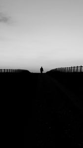 Preview wallpaper man, silhouette, fence, bw