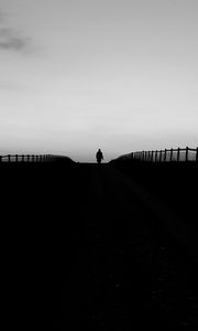 Preview wallpaper man, silhouette, fence, bw