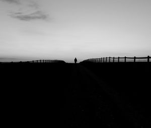 Preview wallpaper man, silhouette, fence, bw