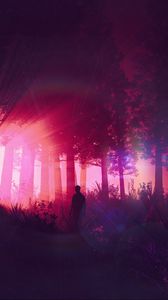 Preview wallpaper man, silhouette, forest, art
