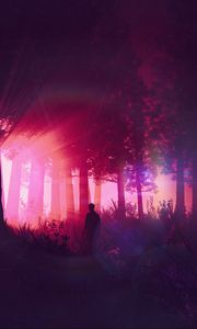 Preview wallpaper man, silhouette, forest, art