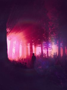Preview wallpaper man, silhouette, forest, art