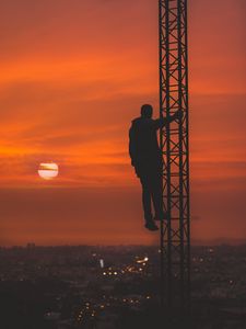 Preview wallpaper man, silhouette, height, sky