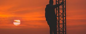 Preview wallpaper man, silhouette, height, sky