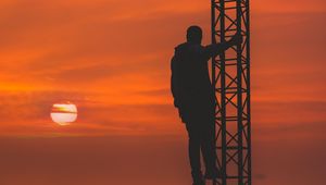 Preview wallpaper man, silhouette, height, sky