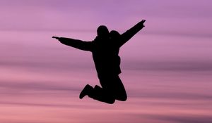 Preview wallpaper man, silhouette, jump, dark