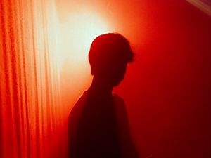 Preview wallpaper man, silhouette, light, red