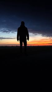 Preview wallpaper man, silhouette, loneliness, alone, sunset