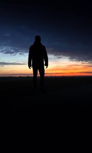 Preview wallpaper man, silhouette, loneliness, alone, sunset
