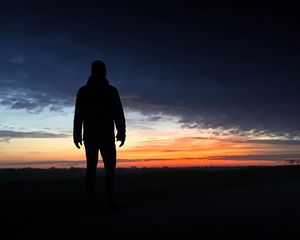 Preview wallpaper man, silhouette, loneliness, alone, sunset