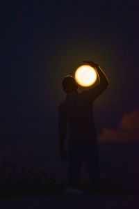 Preview wallpaper man, silhouette, moon, dark, illusion