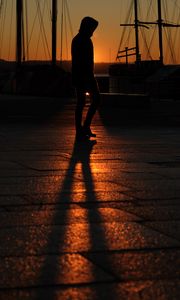 Preview wallpaper man, silhouette, shadow, sunset, dark