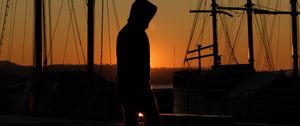Preview wallpaper man, silhouette, shadow, sunset, dark