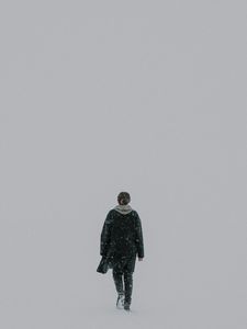Preview wallpaper man, silhouette, snow, winter, void