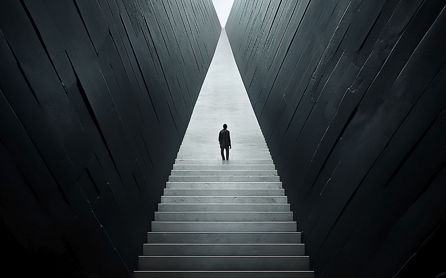 1440x900 Wallpaper man, silhouette, stairs, dark