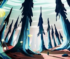 Preview wallpaper man, silhouette, trees, art