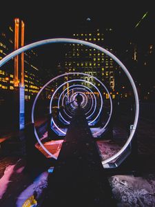 Preview wallpaper man, silhouette, tunnel, city, night