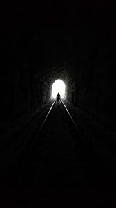 Preview wallpaper man, silhouette, tunnel, bw