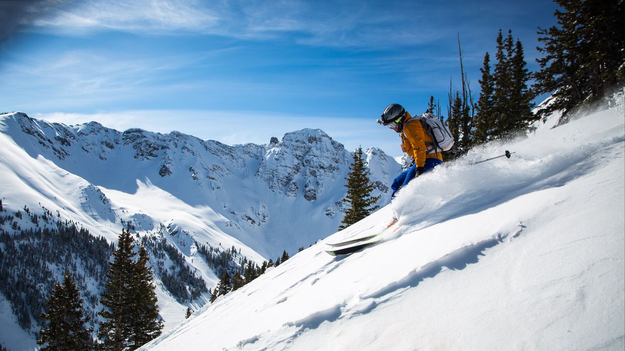 Wallpaper man, skiing, snow, slope, sport