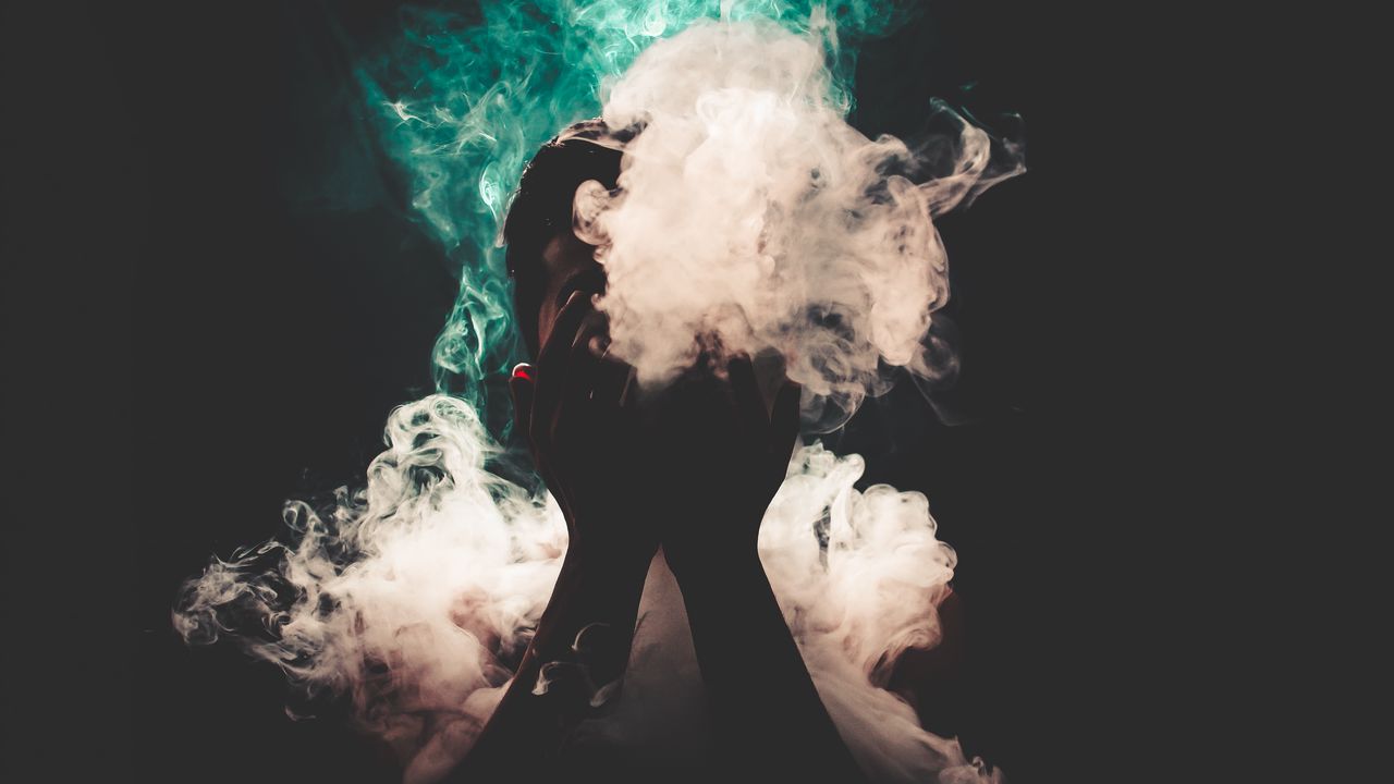 Wallpaper man, smoke, hands, colorful smoke