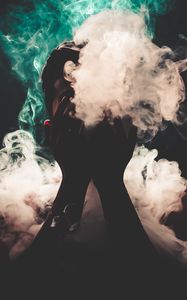 Preview wallpaper man, smoke, hands, colorful smoke