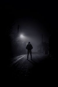 Preview wallpaper man, solitude, night, street, bw