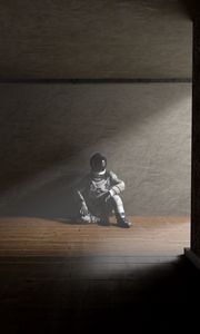 Preview wallpaper man, space suit, pose, art