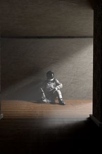 Preview wallpaper man, space suit, pose, art
