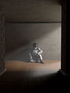 Preview wallpaper man, space suit, pose, art