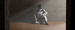 Preview wallpaper man, space suit, pose, art