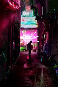 Preview wallpaper man, street, neon, art, light, bright