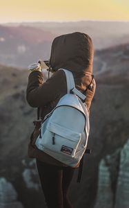 Preview wallpaper man, tourist, backpack, mountains, travel