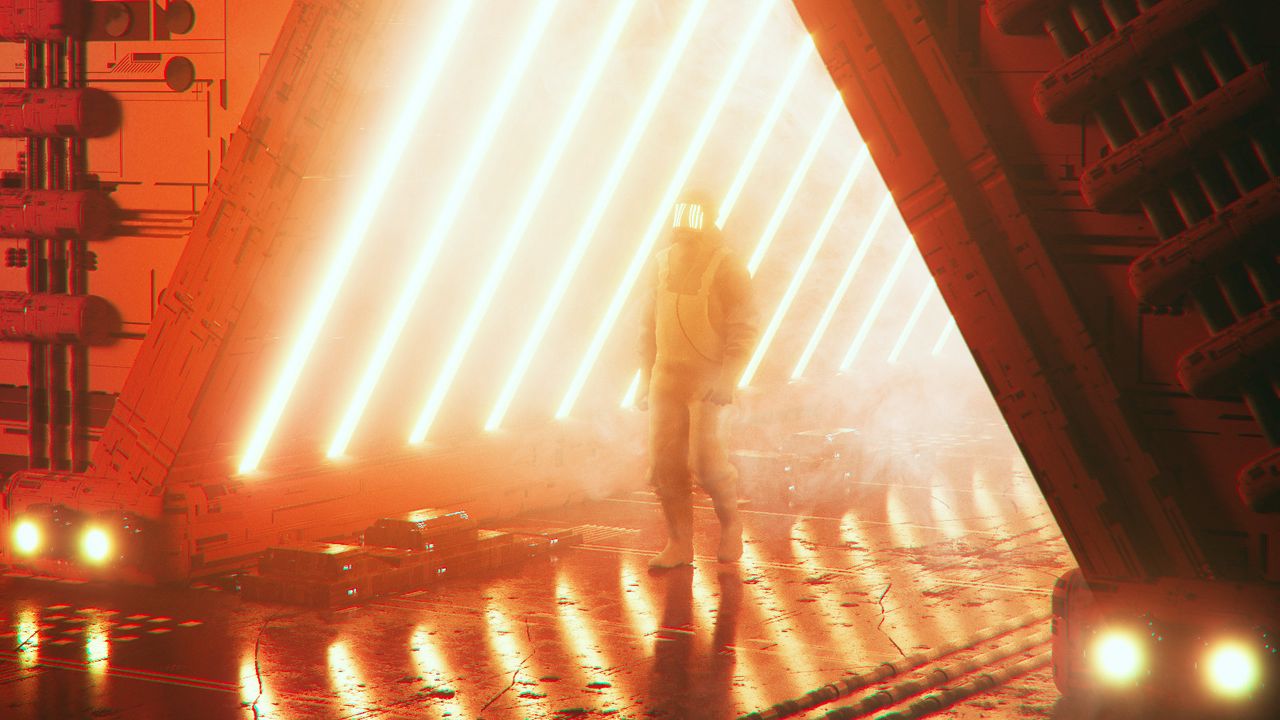 Wallpaper man, tunnel, light, bright, sci-fi