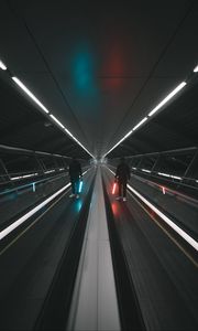 Preview wallpaper man, tunnel, neon, lamp, glow