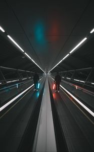 Preview wallpaper man, tunnel, neon, lamp, glow
