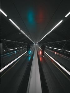 Preview wallpaper man, tunnel, neon, lamp, glow