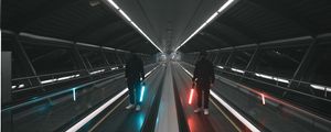 Preview wallpaper man, tunnel, neon, lamp, glow