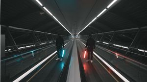 Preview wallpaper man, tunnel, neon, lamp, glow