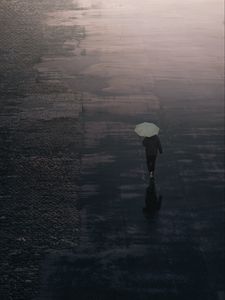 Preview wallpaper man, umbrella, road, alone, rain
